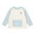 Mitch & Son Boys White Raglan Sweatshirt with Contrast Blue Sleeves, Logo Crest & Nylon Front Pocket - JASPER (MS25414)