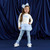 ADEE Girls Off-White Top with Blue Bow and Tulle Frills & Matching Blue Leggings - MILA (W253522)