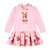 ADEE Girls Pink Dress with Bear on Front & Bear Printed Skirt & Collar - MEADOW (W252709)