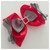 Bow Diva School Hair Bow Grey/Red