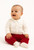 Mintini Boys Trouser & Top Set with Ivory Collared Top & Red Ribbed Trousers with Pockets. MB6629