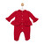 Mintini Girls Red All-in-One  with Glittered Gold Bow & Pearl Front and Frilled Waist & Cuff Detail. MB6814