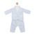 Mintini Boys Blue 3 Piece Set with Trousers, Top & Collared Jacket with Rocking Horse and Checked Trim Detail. MB6561