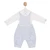 Mintini Boys Blue Checked Dungaree & White Long Sleeved Top with Matching Checked Collar and Cuff Detail. MB6591