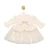 Mintini Girls Ivory Dress with Glittered Gold Bow & Pearl Front, Frilled Waist & Glitter Sparkle Tulle Skirt. MB6809