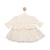 Mintini Girls Ivory Dress with Glittered Gold Bow & Pearl Front, Frilled Waist & Glitter Sparkle Tulle Skirt. MB6809