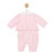 Mintini Girls Pink Velour Romper with Floral Scalloped Collar and Scalloped Pocket Detail. MB6689