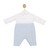 Mintini Boys White/Blue Romper with White Collared Top & Blue Ribbed Trousers. MB6562