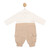 Mintini Boys Ivory/Beige Romper with Beige Trousers & Collared Ivory Long Sleeved Top. MB6620