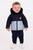 Mintini Boys Navy & Blue Padded Coat with Fleece Lined Inner & Fur Lined Hood. MB6510