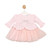 Mintini Girls Pink Dress with Glittered Gold Bow & Pearl Front, Frilled Waist & Glitter Sparkle Tulle Skirt. MB6800
