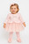 Mintini Girls Pink Dress with Glittered Gold Bow & Pearl Front, Frilled Waist & Glitter Sparkle Tulle Skirt. MB6800
