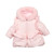 Mintini Girls Pink Quilted Coat with Floral Zip, Fur-Lined Hood & Frill Detail. MB6518