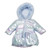 Mintini Girls Blue Iridescent Padded Winter Coat with Fur Lined Hood and Bow. MB6537