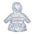 Mintini Girls Blue Iridescent Padded Winter Coat with Fur Lined Hood and Bow. MB6537