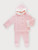 Sardon 025V-313 Knitted Baby 2 Piece Set Hooded Coat and Trousers - Pink