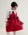 Caramelo Girls Red Soft Pinafore with Matching Ivory Top with Peter Pan Collar 0321236