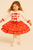 Caramelo Girls Red/Ivory Layered Skirt Set with Diamante & Pearl Bow Design 3453105