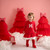 Little A Girls Red Frill Sweater Dress with White Frill & Bow - Katrina (LA25409)