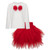 Daga Girls Magical Surprises Red Tulle Skirt with Matching Ivory Top with Red Tulle Bows Set 15/25/26 (M10328+M10329)