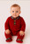 BABY GI BOYS RED VELOUR 'PRANCER' BABYGROW WITH TARTAN DETAIL PR50B
