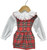 Fofettes Girls Red Tartan Pinafore Style Romper with Matching White Shirt with Red Trimmed Frilled Collar (429/540T)