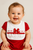 Nursery Time Ribbon Slot Lace and Red Satin Bow Bib - BW-104-839