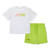 Mitch & Son Boys White/Green Soft Feel Short Set with Large Graphic Front - Ray (MS26306)