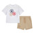 Mitch & Son Boys White Logo T-Shirt with Matching Beige Shorts - Preston (MS26206)