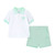 Mitch & Son Boys White Polo with Mint Collar and Trim & Matching Mint Pocketed Shorts - Oakland (MS26112)