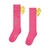 ADEE Girls Pink Knee High Socks with Diamante Detail & Yellow Satin Bow - Tina (S263926)