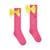ADEE Girls Pink Knee High Socks with Diamante Detail & Yellow Satin Bow - Tina (S263926)