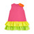 ADEE Girls Pink Colourblock Dress with Yellow/Green Frilled Skirt & Orange Shoulder Bow - Trudy (S263716)