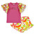 ADEE Girls Pink Top with Fruit Print Filled Sleeves & Matching Fruit Print Frilled Shorts - Tabitha (S263525)