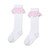 ADEE Girls White Knee High Socks with Pink Broderie Anglaise Frill - Rae (S261903)