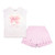 ADEE Girls White/Pink Short Set with Bow Artwork & Broderie Anglaise Details - Roxy (S261502)