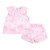 ADEE Girls Pink Bow Print Poplin Short Set with Broderie Anglaise Detail - Ruby (S261503)