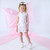ADEE Girls White Tennis Dress with Pink Bow & Stripe Print - Raven (S261702)