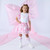 ADEE Girls White Dress with Pink Bow Print Frilled Skirt & Sleeves - Remi (S261705)