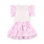 ADEE Girls White Dress with Pink Bow Print Frilled Skirt & Sleeves - Remi (S261705)