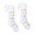 ADEE Girls White Knee High Socks with Pastel Initial Print & Satin Bow - Sylvia (S262914)