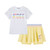 ADEE Girls White Top with Pastel Sequin Logo & Matching Lemon Skort - Stevie (S262519)