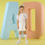 ADEE Girls White Sweater Dress with Pastel Initial Print - Sawyer (S262711)