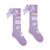ADEE Girls Lilac Knee High Socks with Ice Cream Print & Satin Bow - Sandra (S262913)