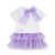 ADEE Girls White Dress with Lilac Tulle Bow & Skirt - Sparkle (S262706)