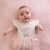 Little A Girls White Bow Print Romper with Pink Tulle Collar & Skirt - Octavia (LA26111)