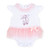 Little A Girls White Bow Print Romper with Pink Tulle Collar & Skirt - Octavia (LA26111)