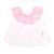 Little A Girls White/Pink Top with Broderie Anglaise Collar & Matching Pink Ruffled Jam Pants - Orla (LA26107)