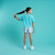 ADEE Bonini BNA502 Girls Blue Cropped T-Shirt with Coloured Logo - SHINE