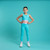 ADEE Bonini BNA504 Girls Blue Colourblock Sports Crop Top with Crossed Logo Straps - FLEX